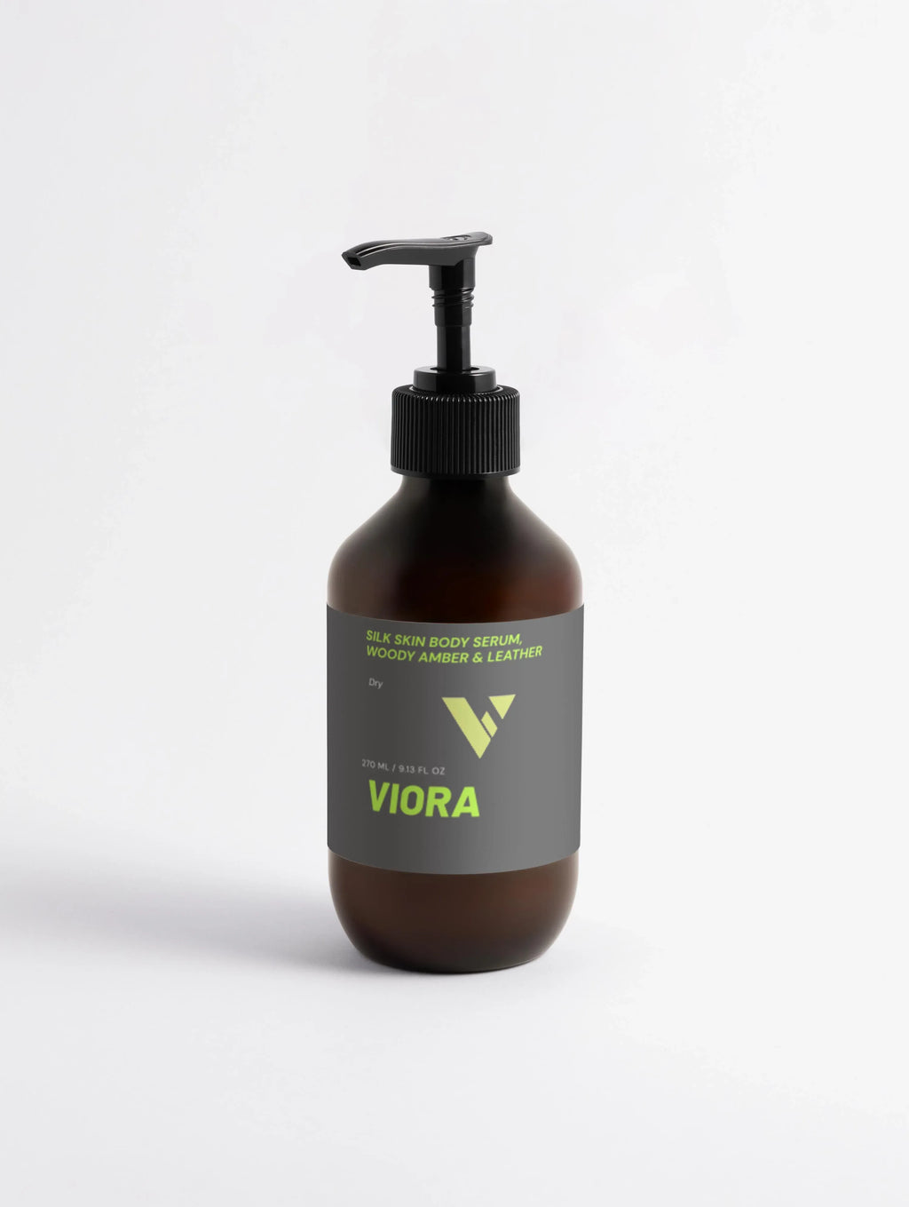 Silk Skin Body Serum - Woody Amber & Leather with Hyaluronic Acid Moisturizer - Viora
