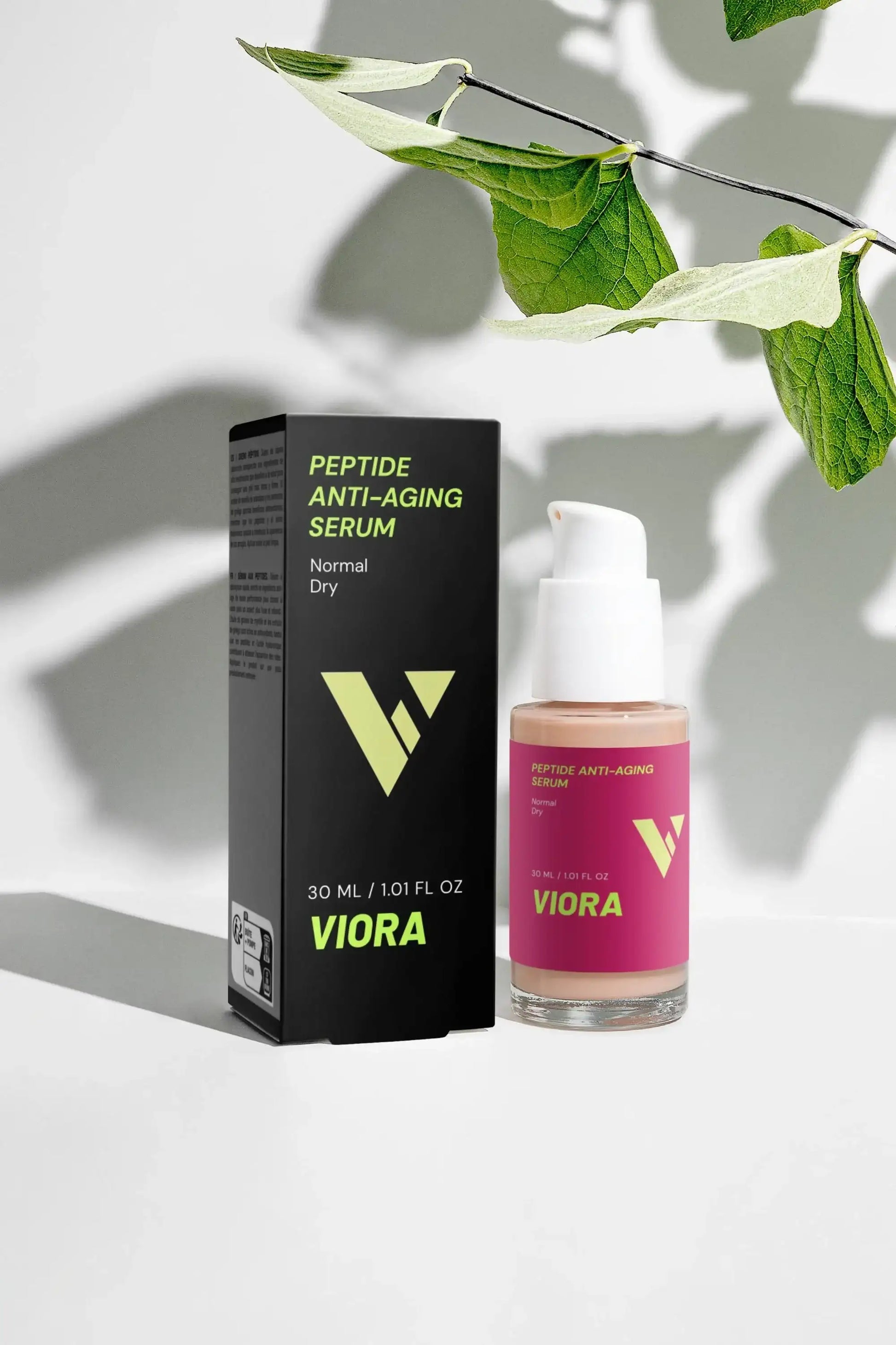 Peptide Anti-Aging Serum - Firming Face Treatment with Hyaluronic Acid for Wrinkles & Fine Lines - Viora