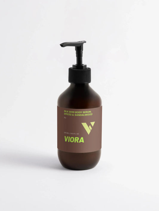 Silk Skin Body Serum - Spices & Sandalwood with Hyaluronic Acid for Smooth, Hydrated Skin - Viora