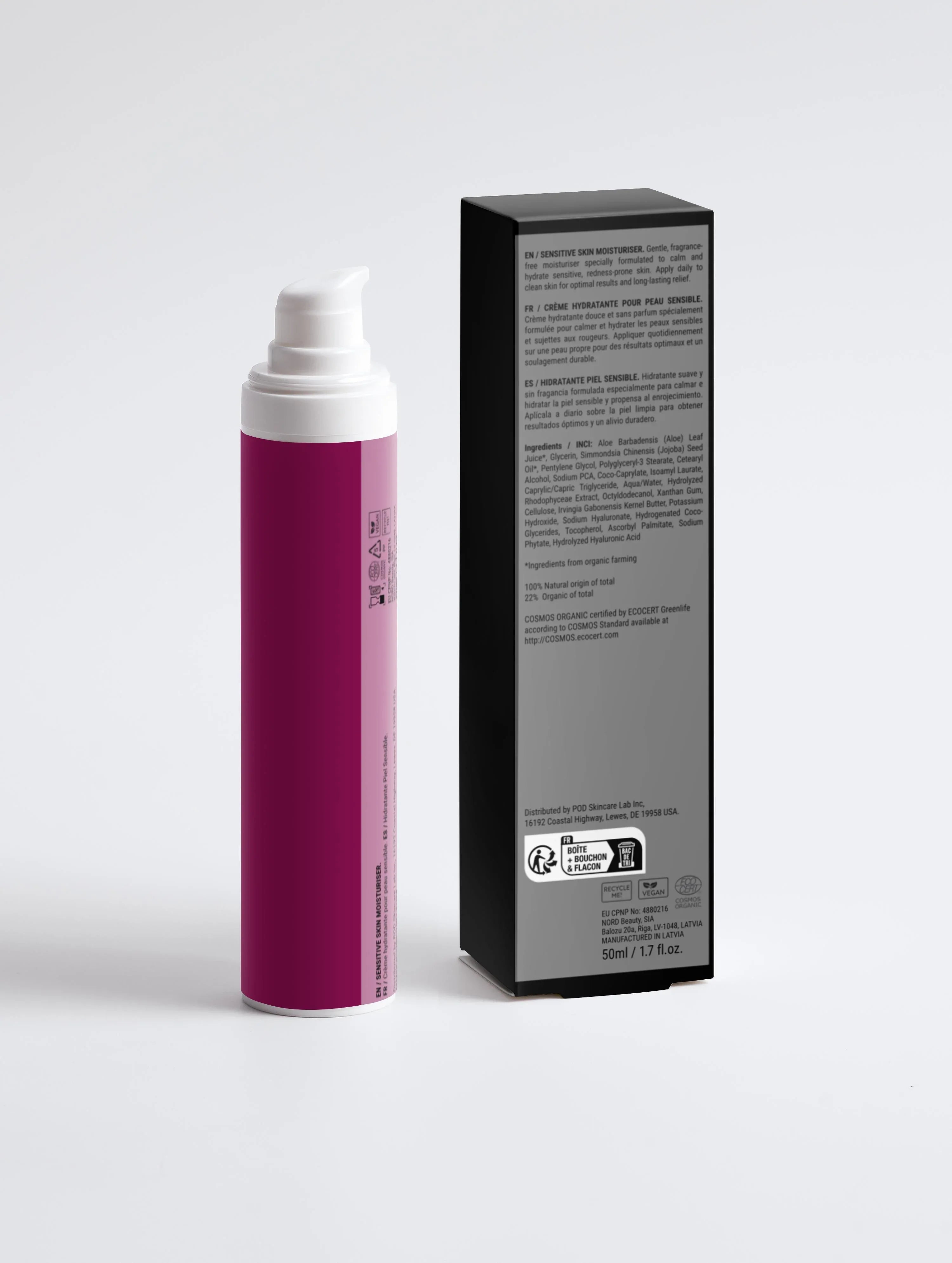 Sensitive Skin Face Moisturizer - Fragrance-Free Gentle Hydrating Cream for Redness & Irritation - Viora