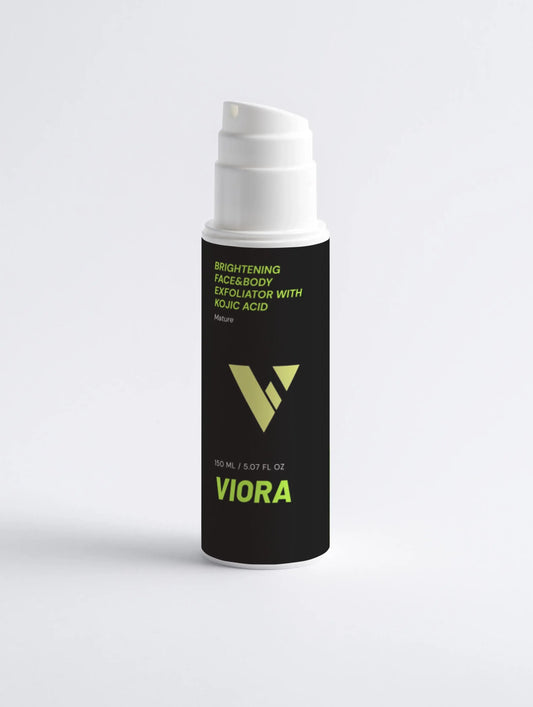 Kojic Acid Exfoliator - Brightening Face & Body Scrub for Dark Spots & Hyperpigmentation - Viora