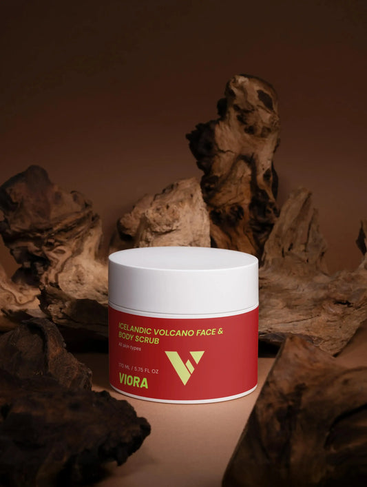 Volcanic Ash Body Scrub - Detoxifying Face & Body Exfoliator - Viora